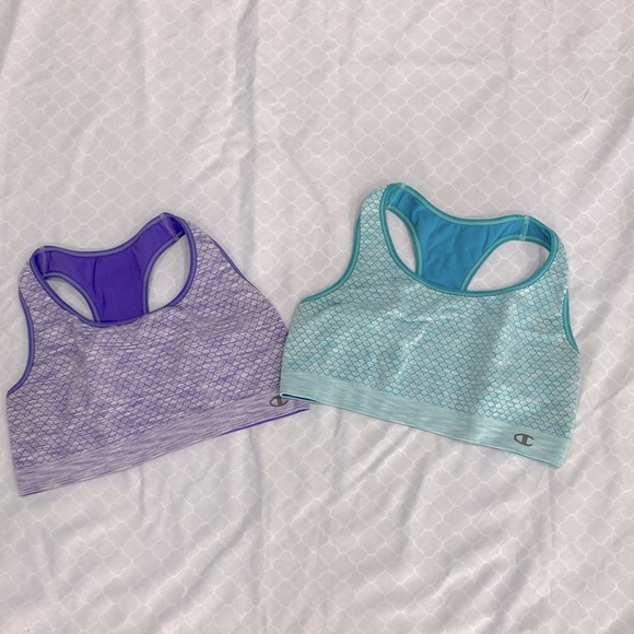 Set of 2 Champion Lavender and Aqua reversible Sports Bras Medium - Picture 1 of 2